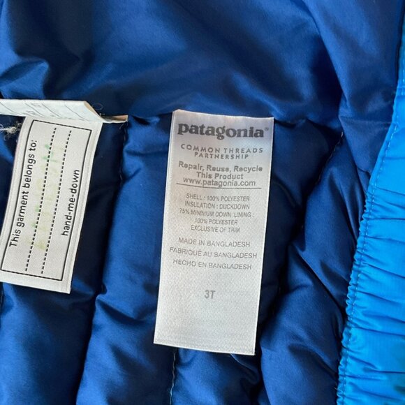 Patagonia Baby Down Sweater Jacket Blue Full Zip Size 3T - Picture 7 of 11